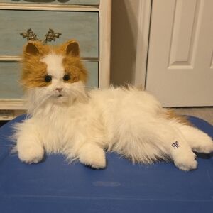 Animatronic Plush Stuffed Cat Toy - White and Brown